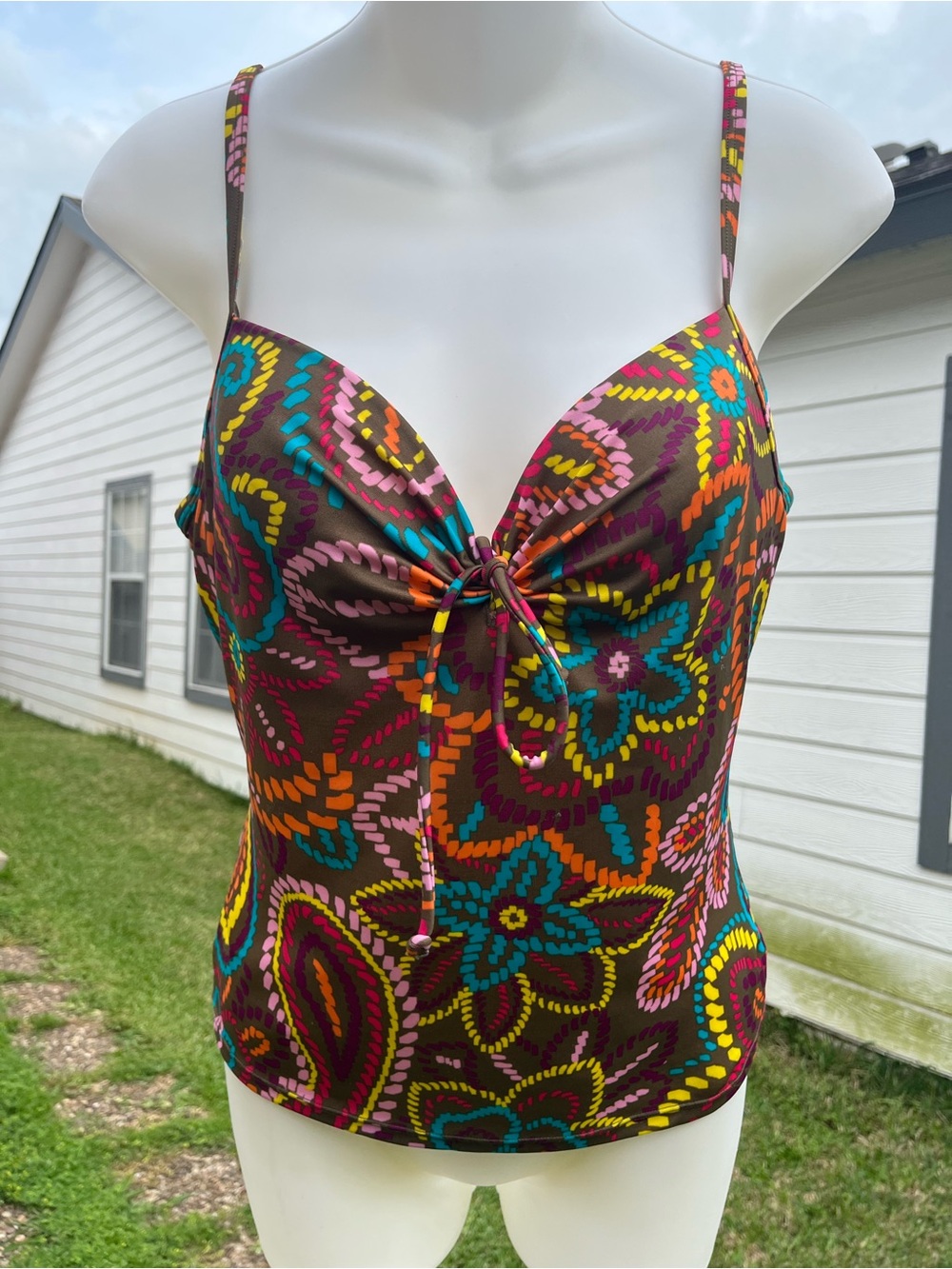 Victoria's Secret Brown Multicolor Floral Tie-Front Swim Cami